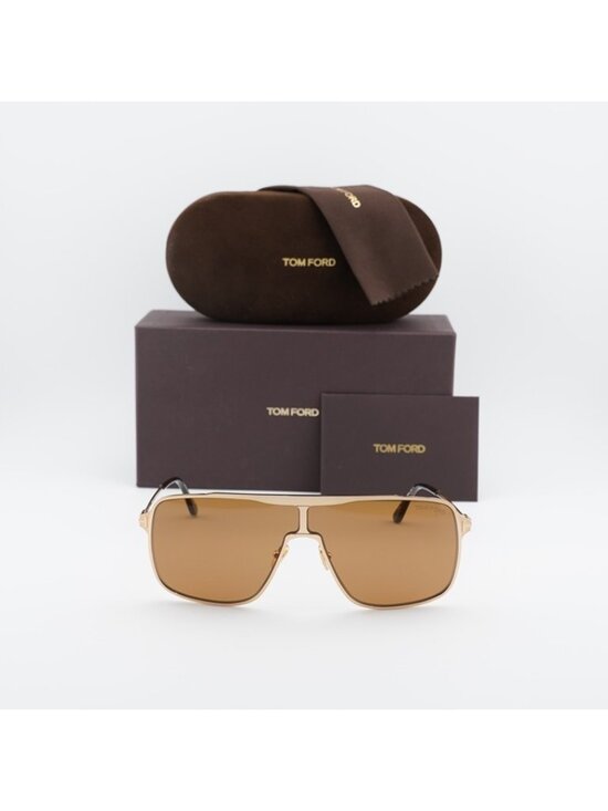 Tom Ford Zappa FT1173 30E Sunglasses Gold Shield Frame, Brown Lenses